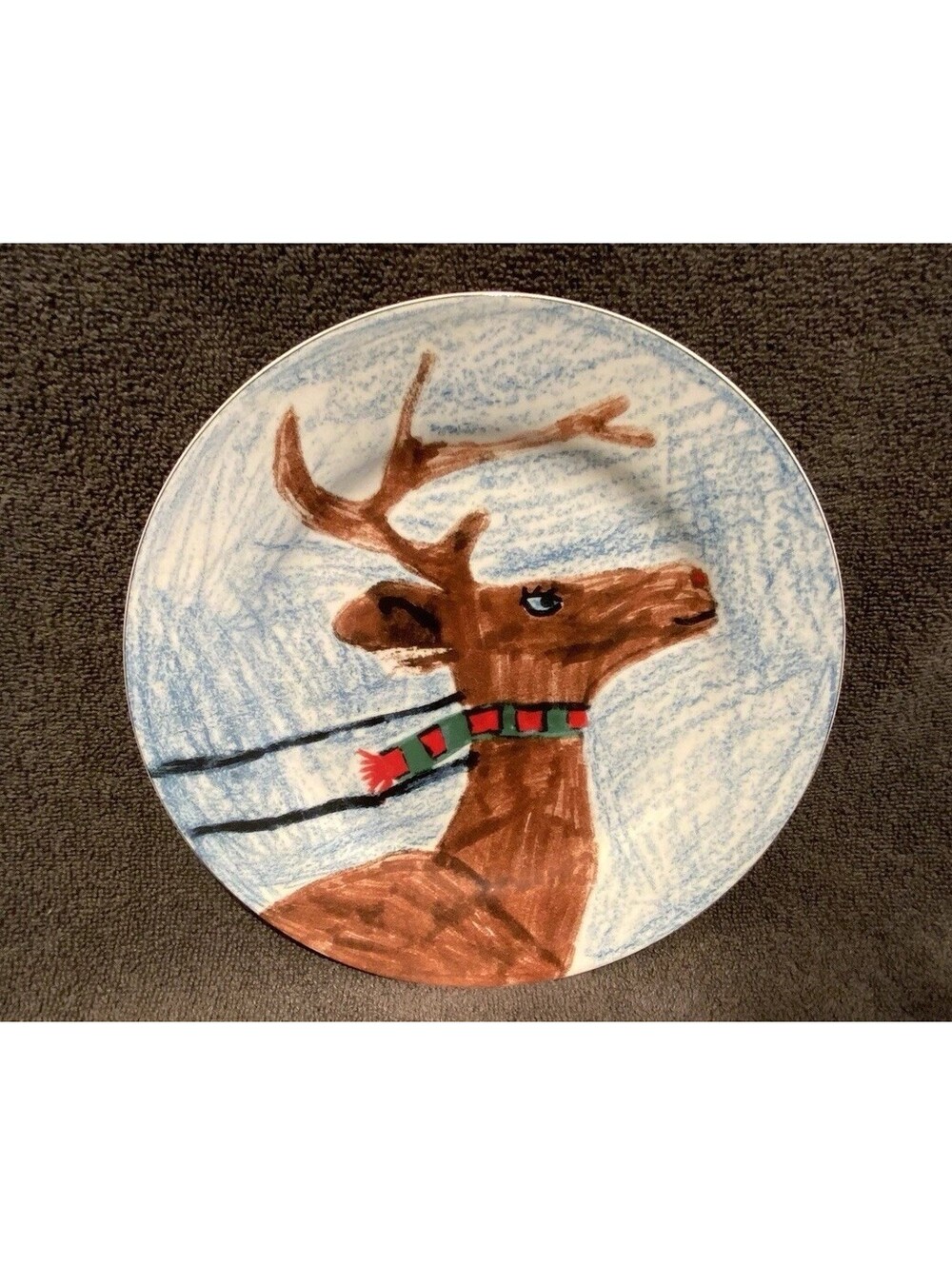 Christmas Village Kids’ Collection 7.5” Salad/Desert Reindeer Plate